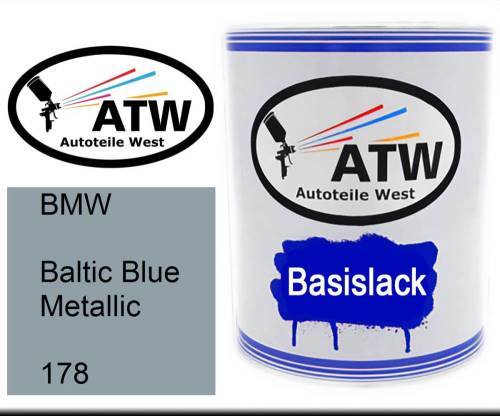 BMW, Baltic Blue Metallic, 178: 1L Lackdose, von ATW Autoteile West.